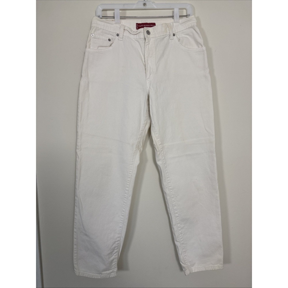 Levis 550 Jeans Womens 12 M Classic Relaxed Stretch Fit White/Beige Pockets Y2k
